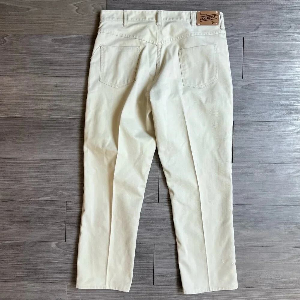 AS IS Vtg 70s Penney’s Ranchcraft Western Jeans Khaki Straight Leg Pants 35X28 - Picture 5 of 10